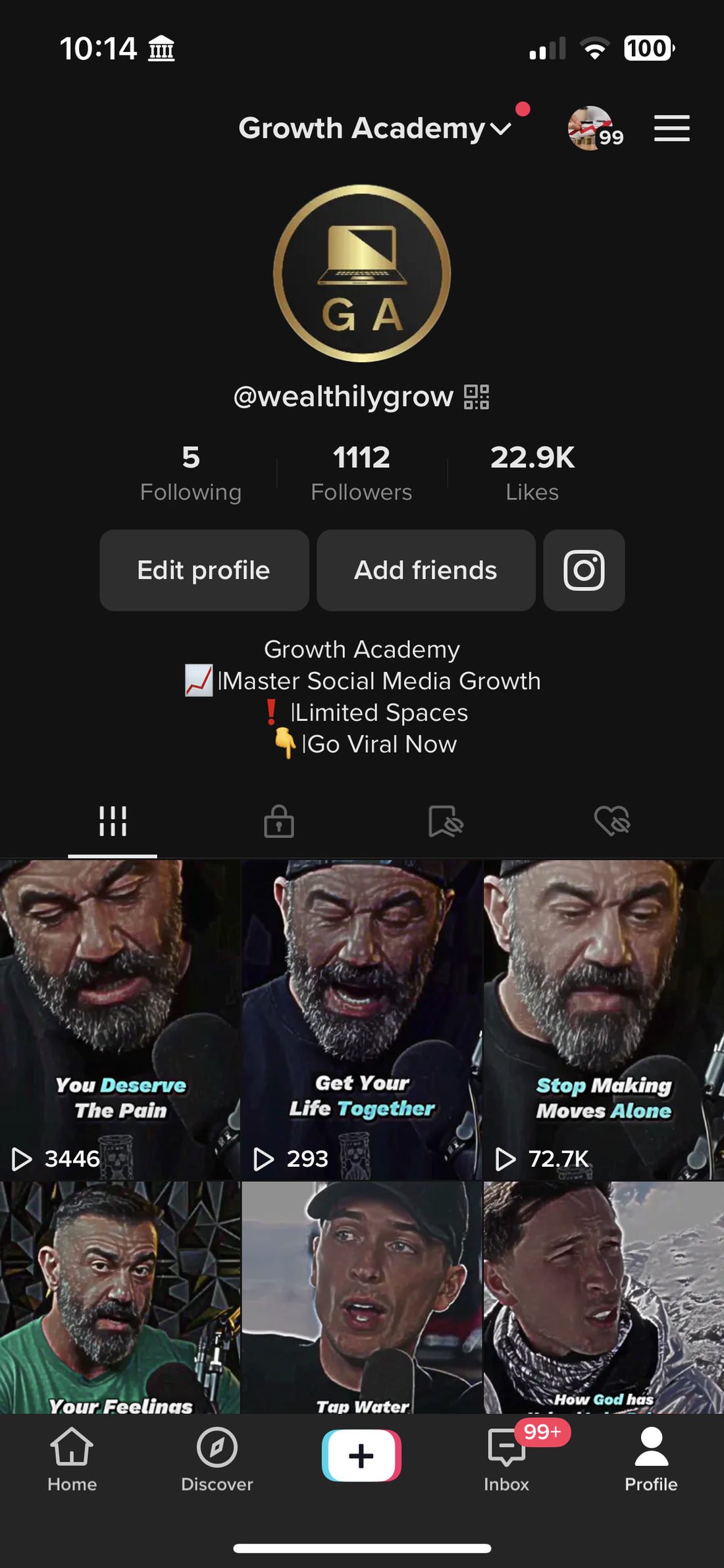 Profile on April 6, 2023, showing 1,112 followers shortly after launch.